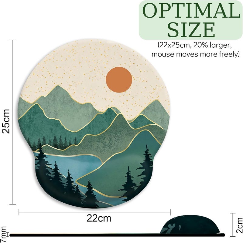 LIMKRIAN Ergonomic Mouse Pad with Wrist Rest, Sunrise Mountain Gaming Mousepad with Non-Slip Pain Relief PU Base, Funny Wrist Support, Cute Office Desk Accessory - Image 4